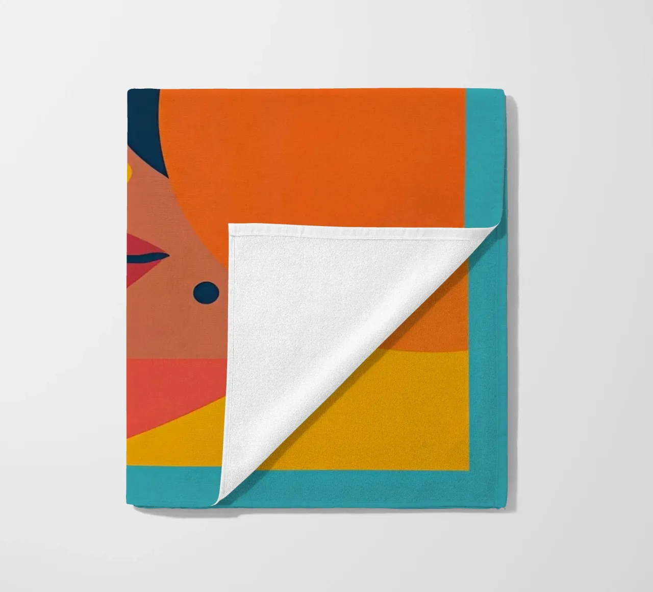 Ritratto astratto di donna con forme geometriche e colore piatto telo mare da DesignDoodle