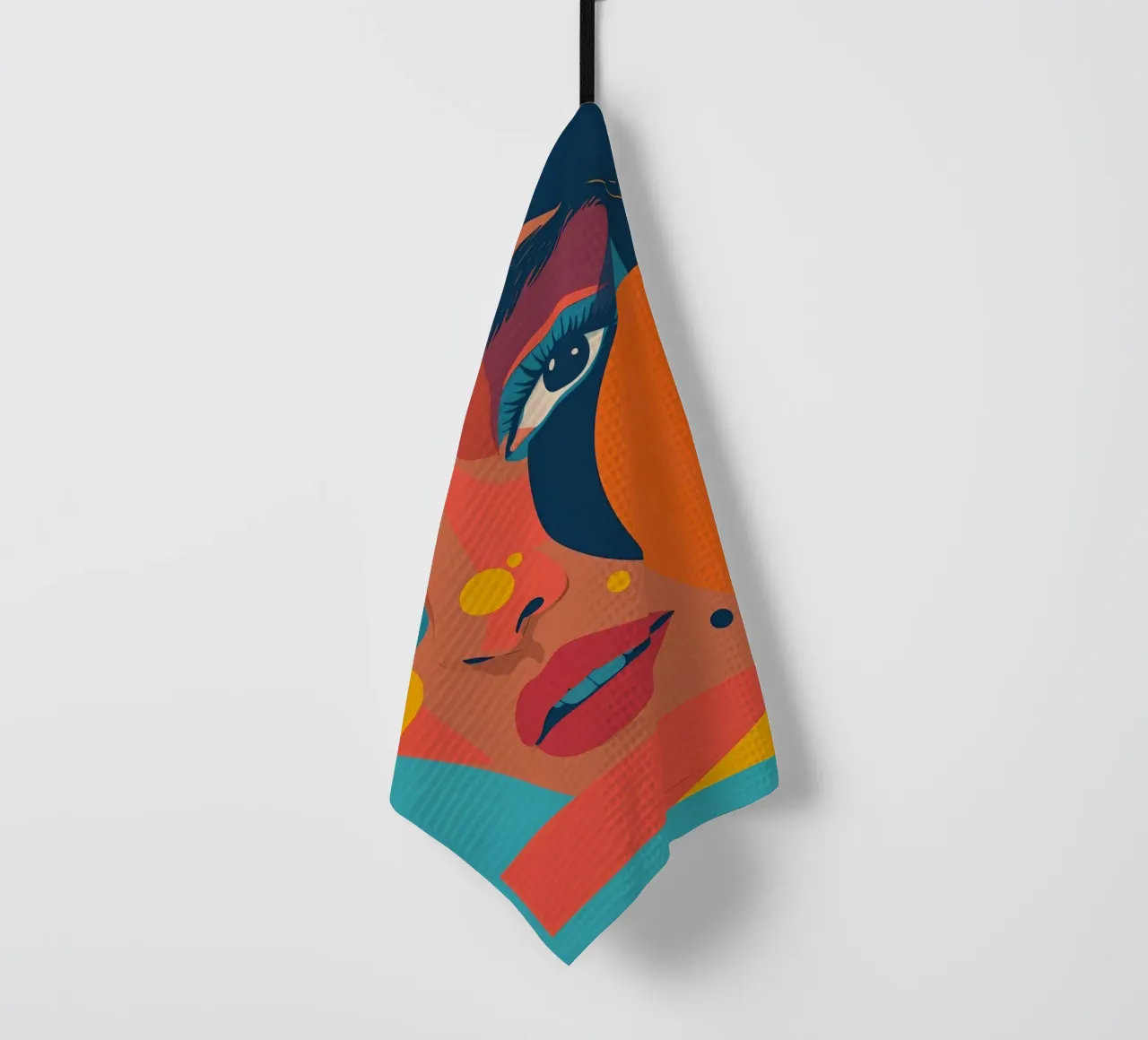 Ritratto astratto di donna con forme geometriche e colore piatto canovaccio da cucina da DesignDoodle