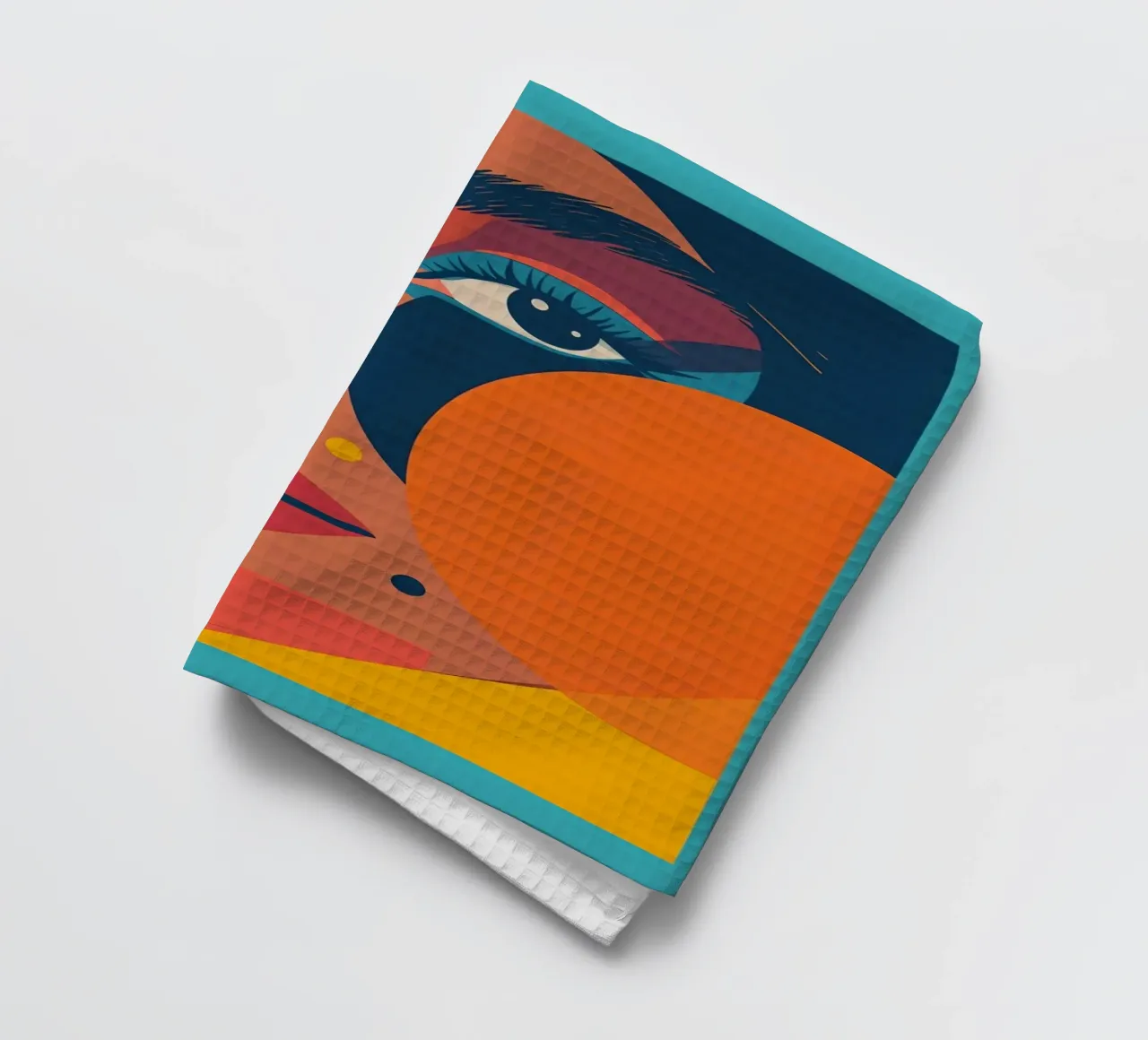 Ritratto astratto di donna con forme geometriche e colore piatto canovaccio da cucina da DesignDoodle