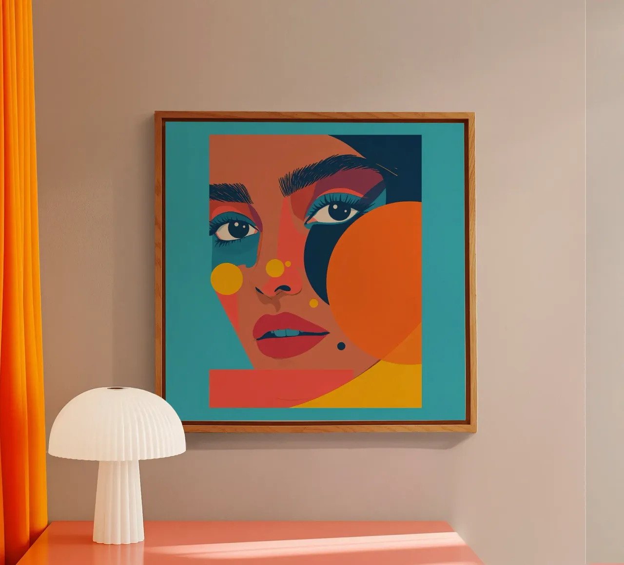 Ritratto astratto di donna con forme geometriche e colore piatto plexiglass da DesignDoodle