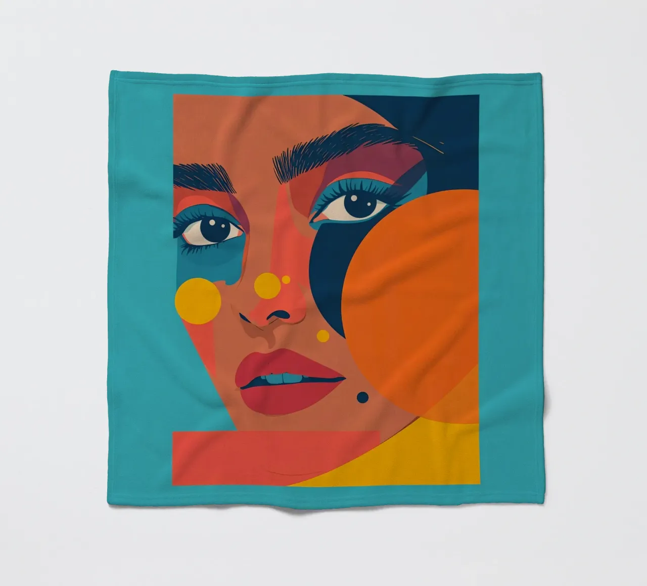 Ritratto astratto di donna con forme geometriche e colore piatto coperta in pile da DesignDoodle