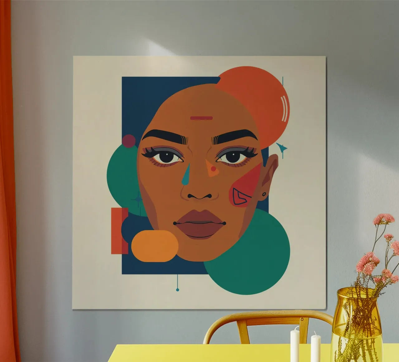 Ritratto astratto di donna anziana con forme geometriche poster da DesignDoodle