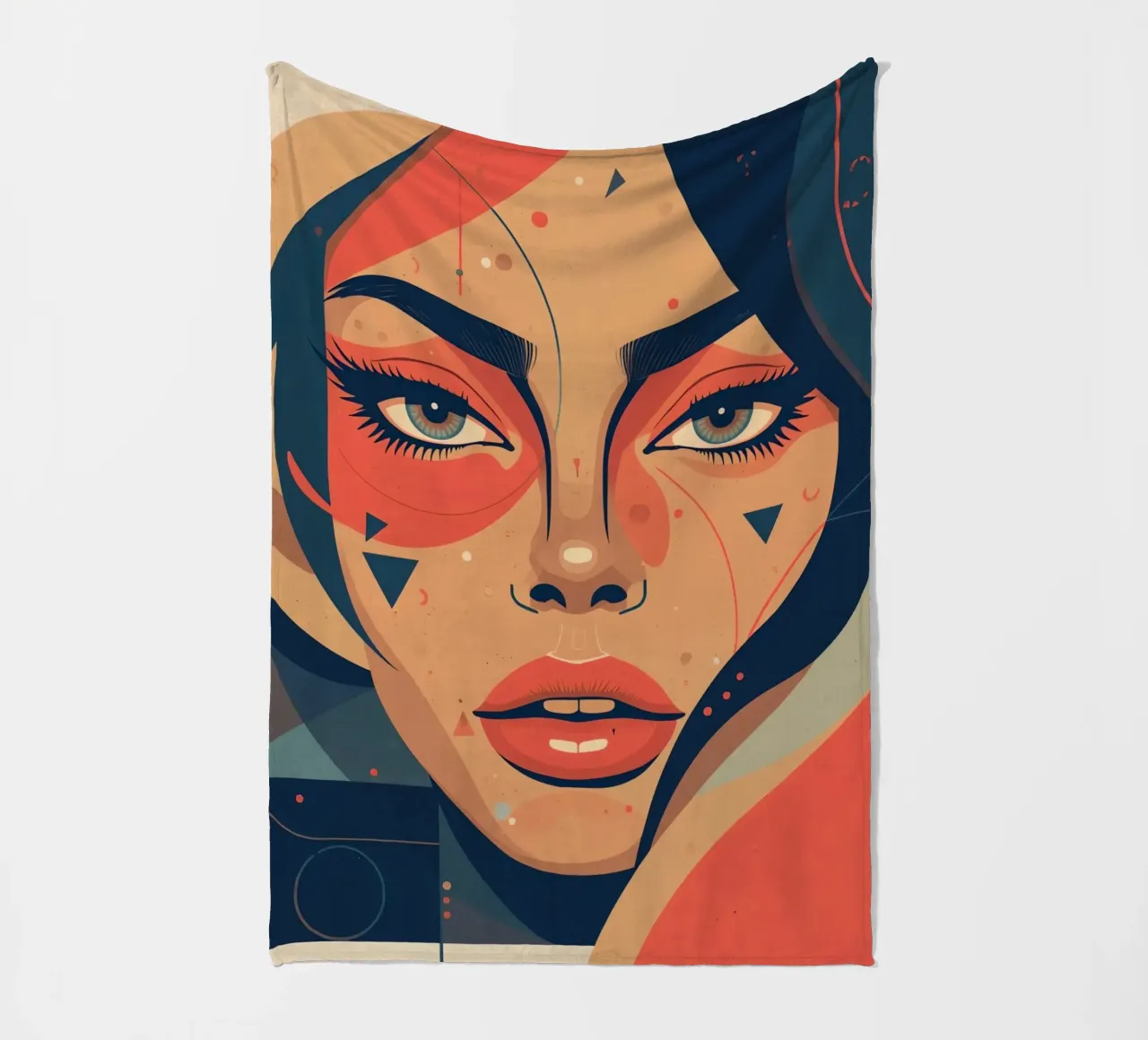 Volto di donna astratto con elementi geometrici freddi coperta in pile da DesignDoodle