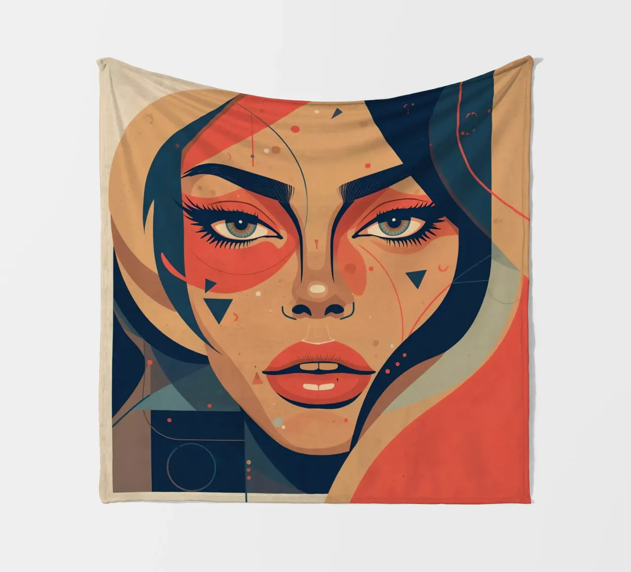 Volto di donna astratto con elementi geometrici freddi coperta in pile da DesignDoodle