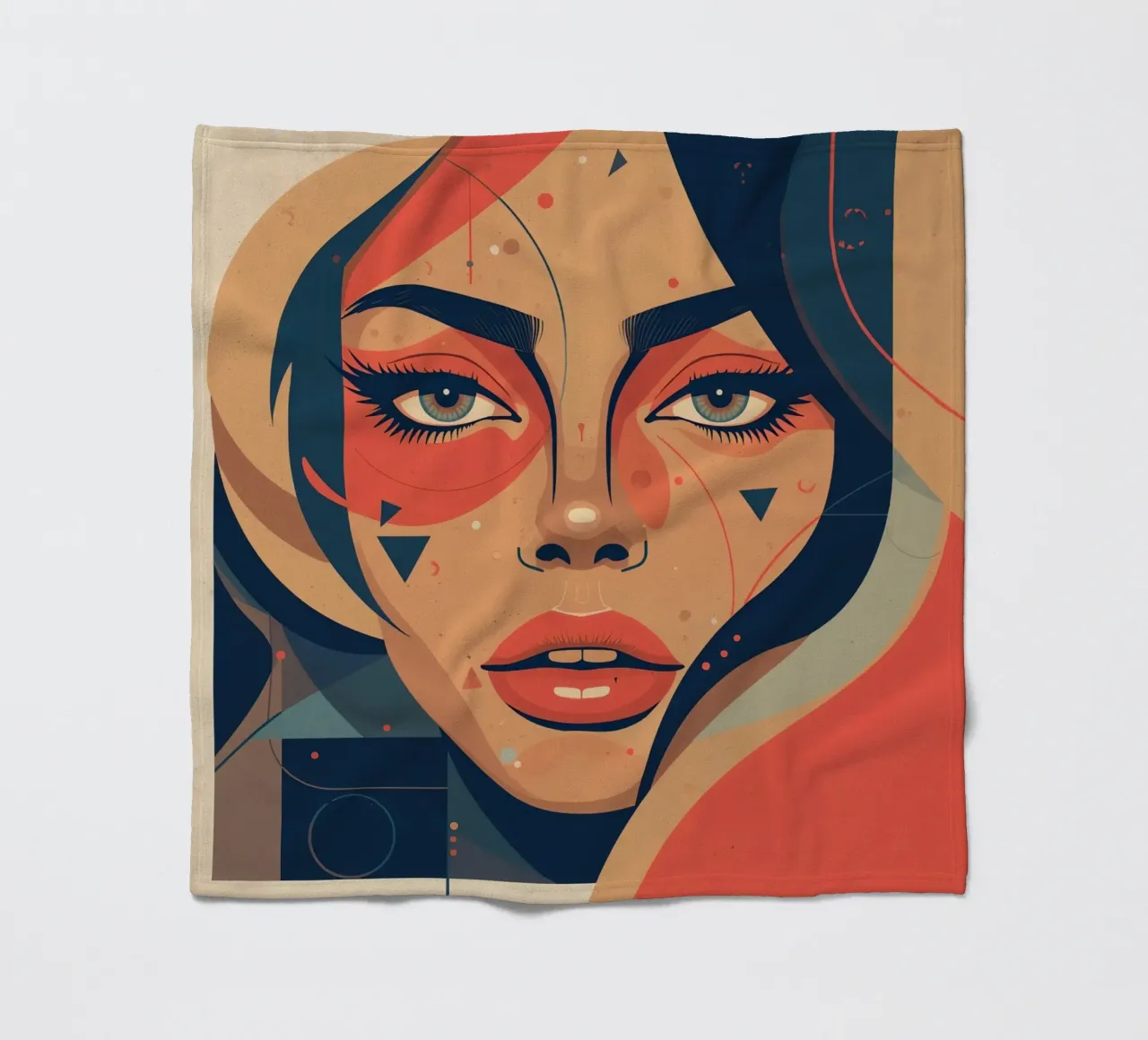 Volto di donna astratto con elementi geometrici freddi coperta in pile da DesignDoodle