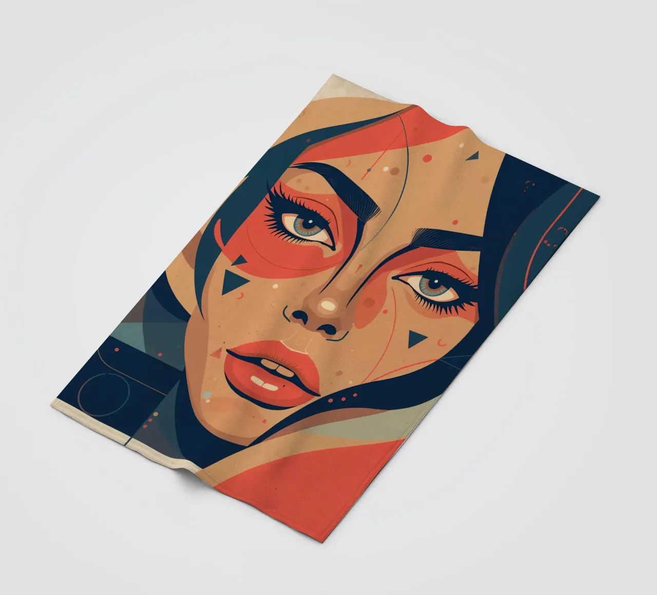 Volto di donna astratto con elementi geometrici freddi coperta in pile da DesignDoodle