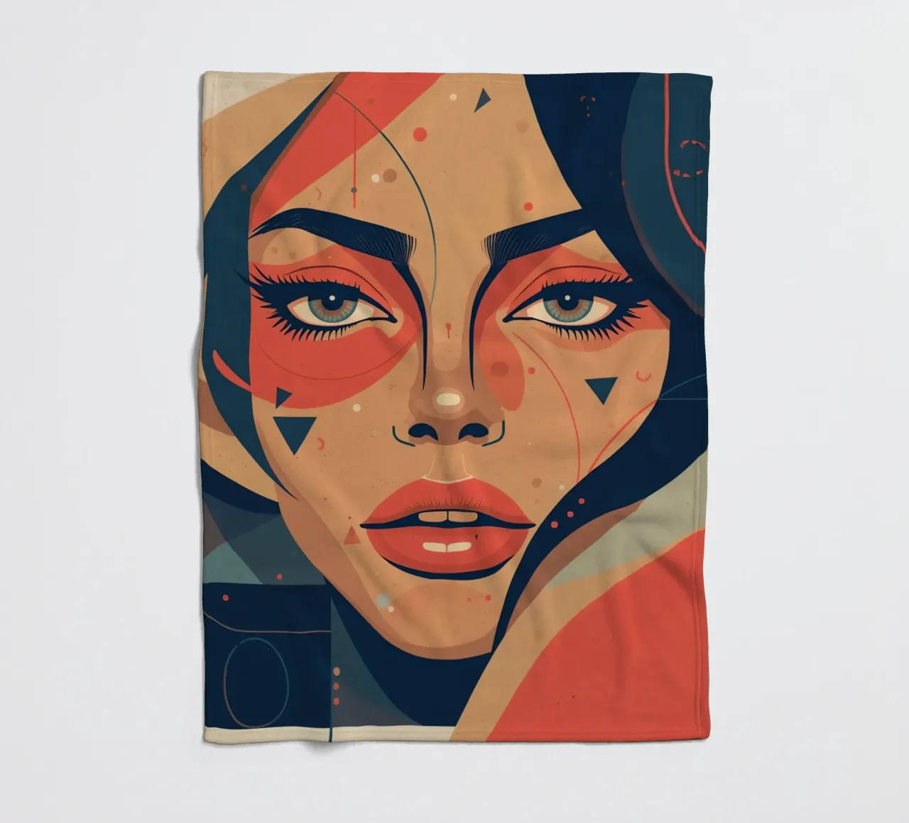 Volto di donna astratto con elementi geometrici freddi coperta in pile da DesignDoodle