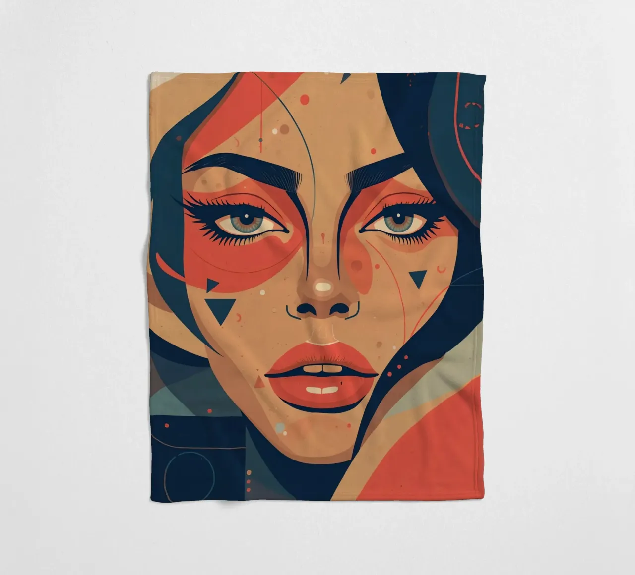 Volto di donna astratto con elementi geometrici freddi coperta in pile da DesignDoodle