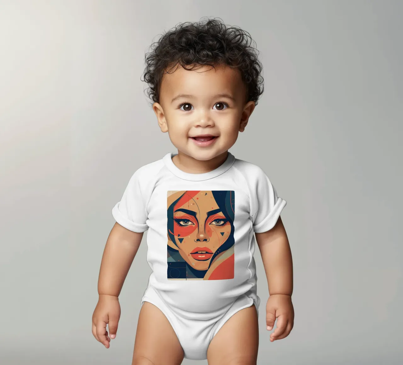 Abstract Woman's Face with Cool Geometric Elements short-sleeve baby romper by DesignDoodle