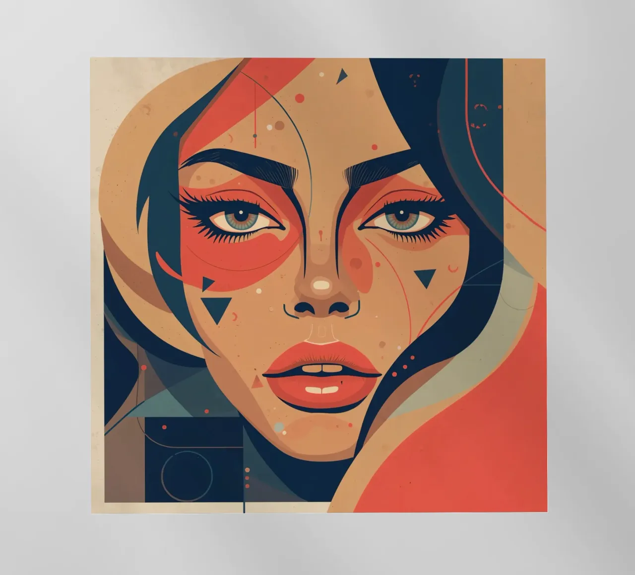 Volto di donna astratto con elementi geometrici freddi pellicola backlit da DesignDoodle