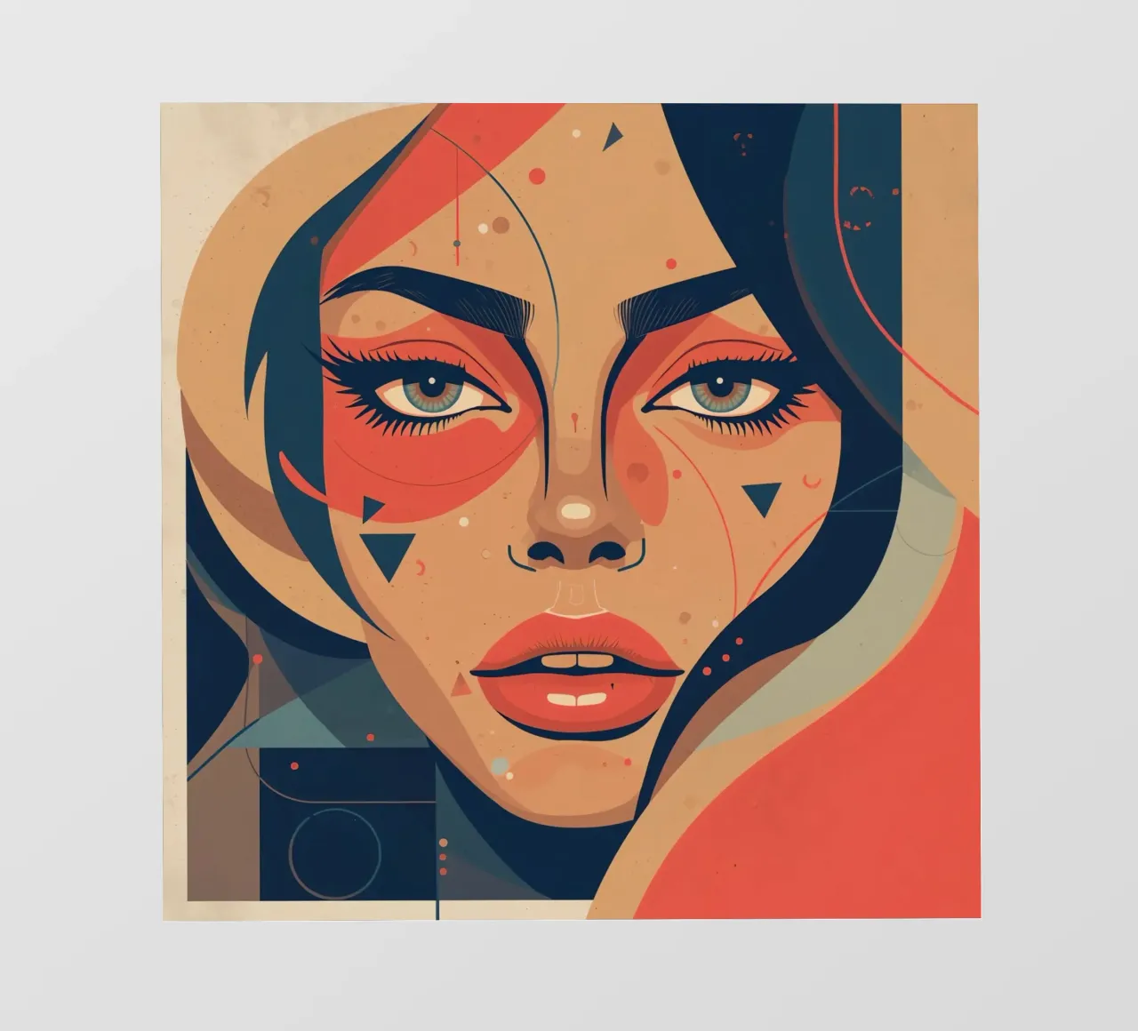 Volto di donna astratto con elementi geometrici freddi pellicola backlit da DesignDoodle