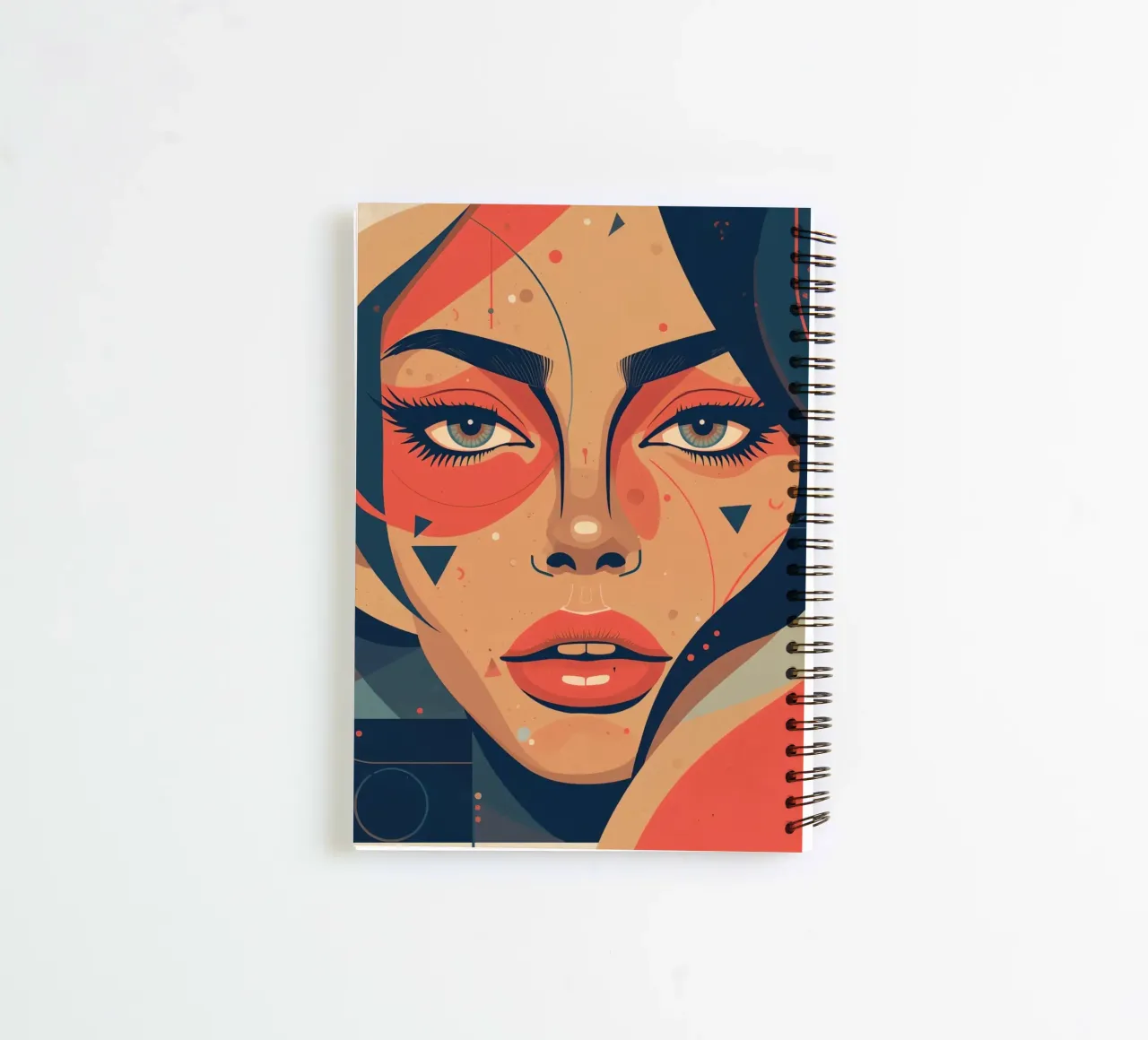 Abstract Woman's Face with Cool Geometric Elements spiral notebook by DesignDoodle
