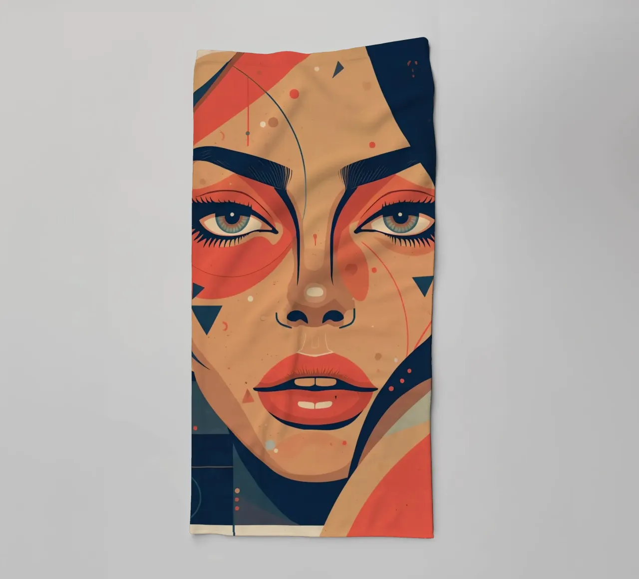 Volto di donna astratto con elementi geometrici freddi asciugamano da bagno da DesignDoodle