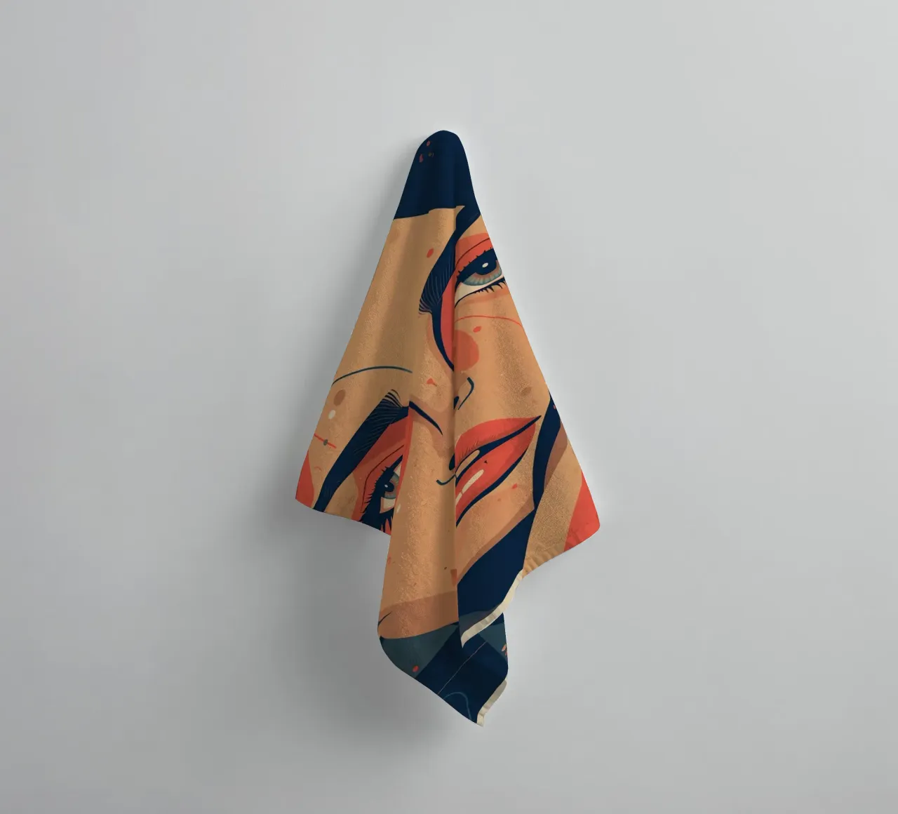 Abstract Woman's Face with Cool Geometric Elements towel by DesignDoodle