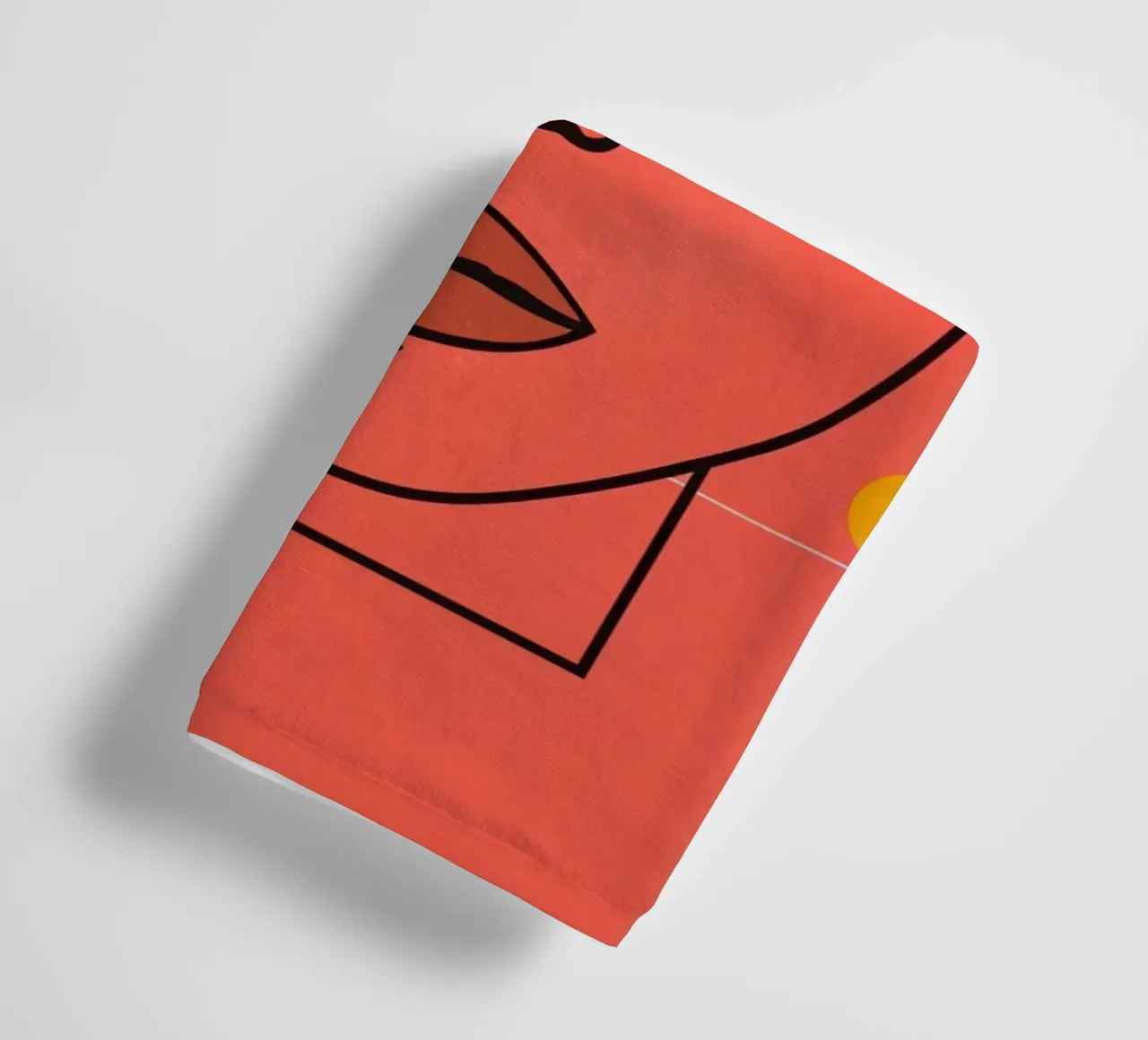 Abstract Woman's Face with Geometric Shapes red background towel by DesignDoodle