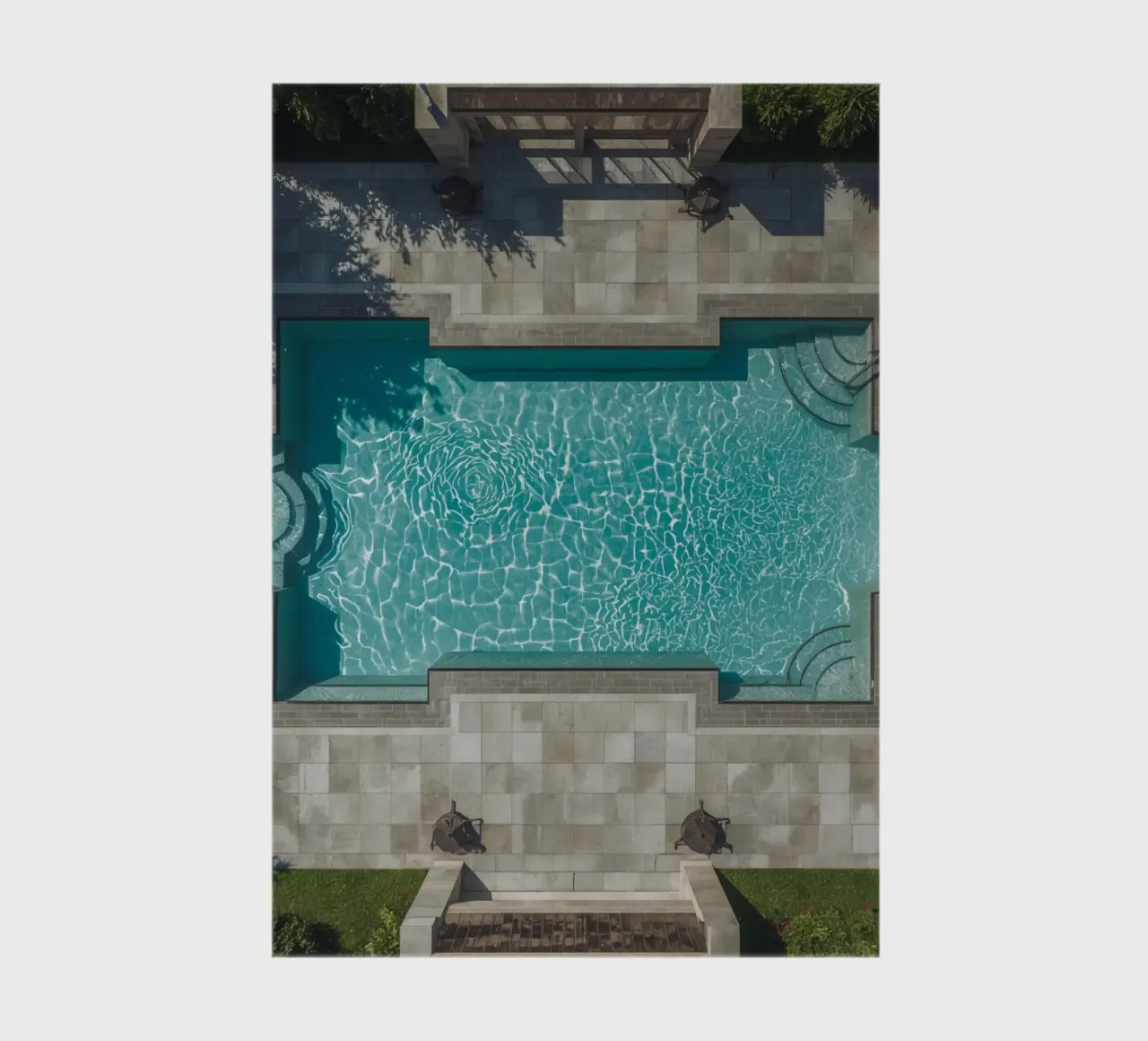 Aerial View of Rectangular Swimming Pool with Stone Patio notebook by DesignDoodle