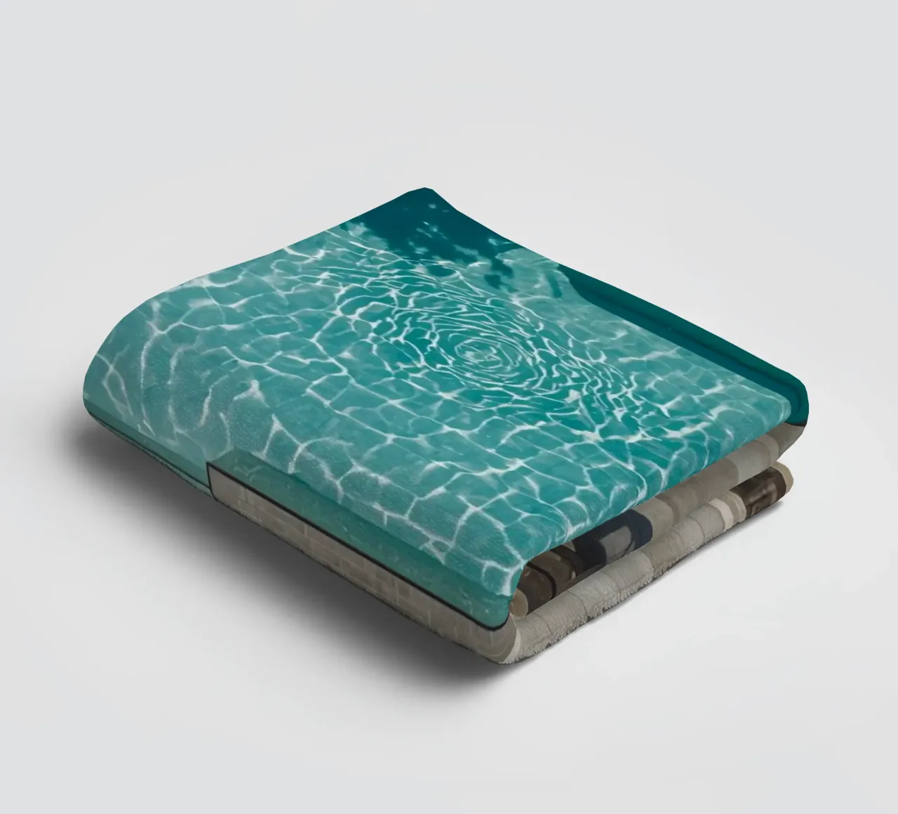 Aerial View of Rectangular Swimming Pool with Stone Patio towel by DesignDoodle