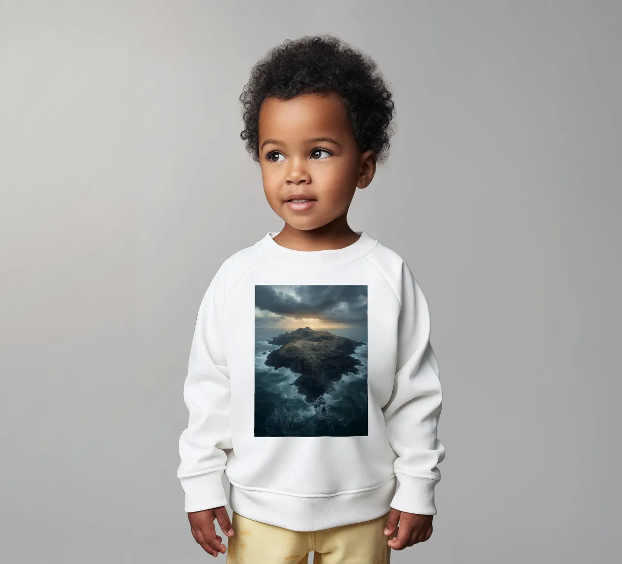 Vue aérienne de l'île Rocky entourée par l'océan avec tempête sweat pour bébé de DesignDoodle