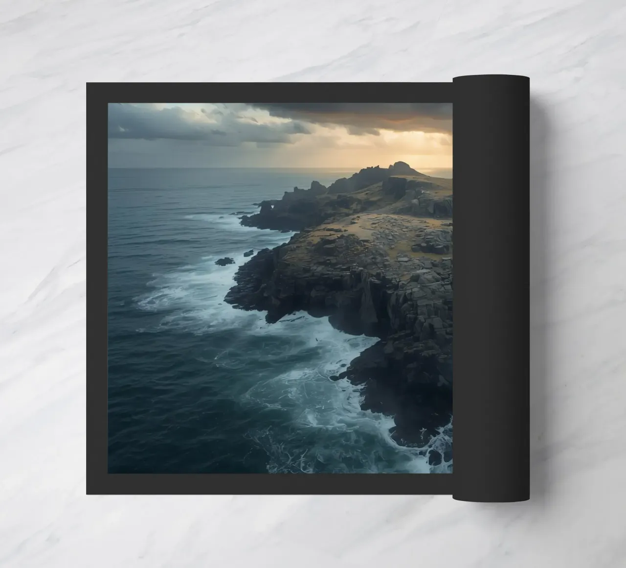 Vue aérienne de l'île Rocky entourée par l'océan avec tempête paillasson de DesignDoodle