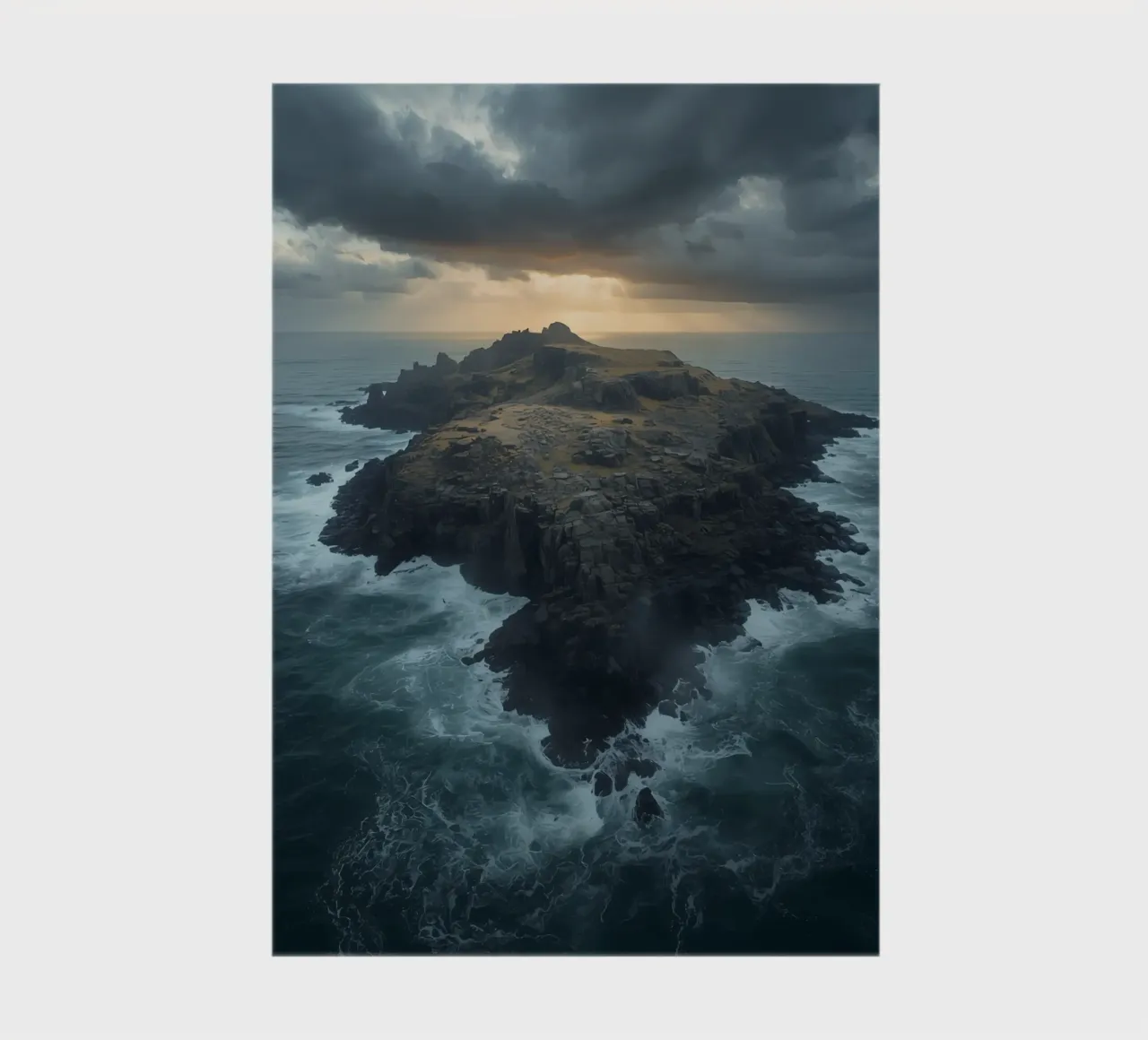 Vue aérienne de l'île Rocky entourée par l'océan avec tempête carnet de notes de DesignDoodle