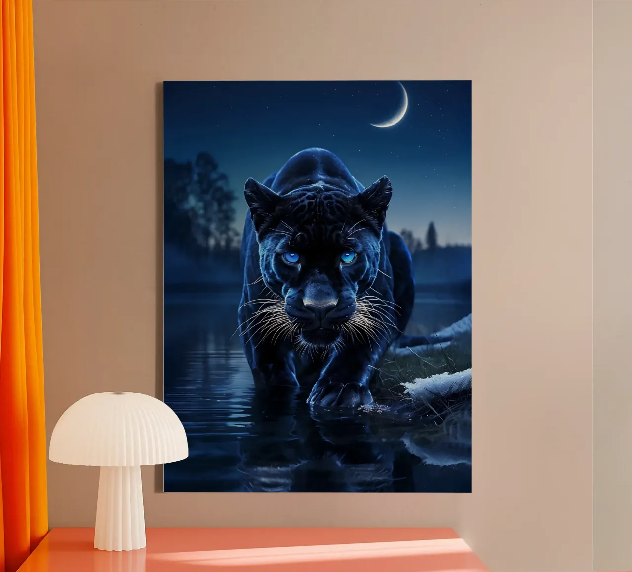 Panther auf der Jagd Leinwand mit Schattenfugenrahmen von 🥝 KIWI STORE