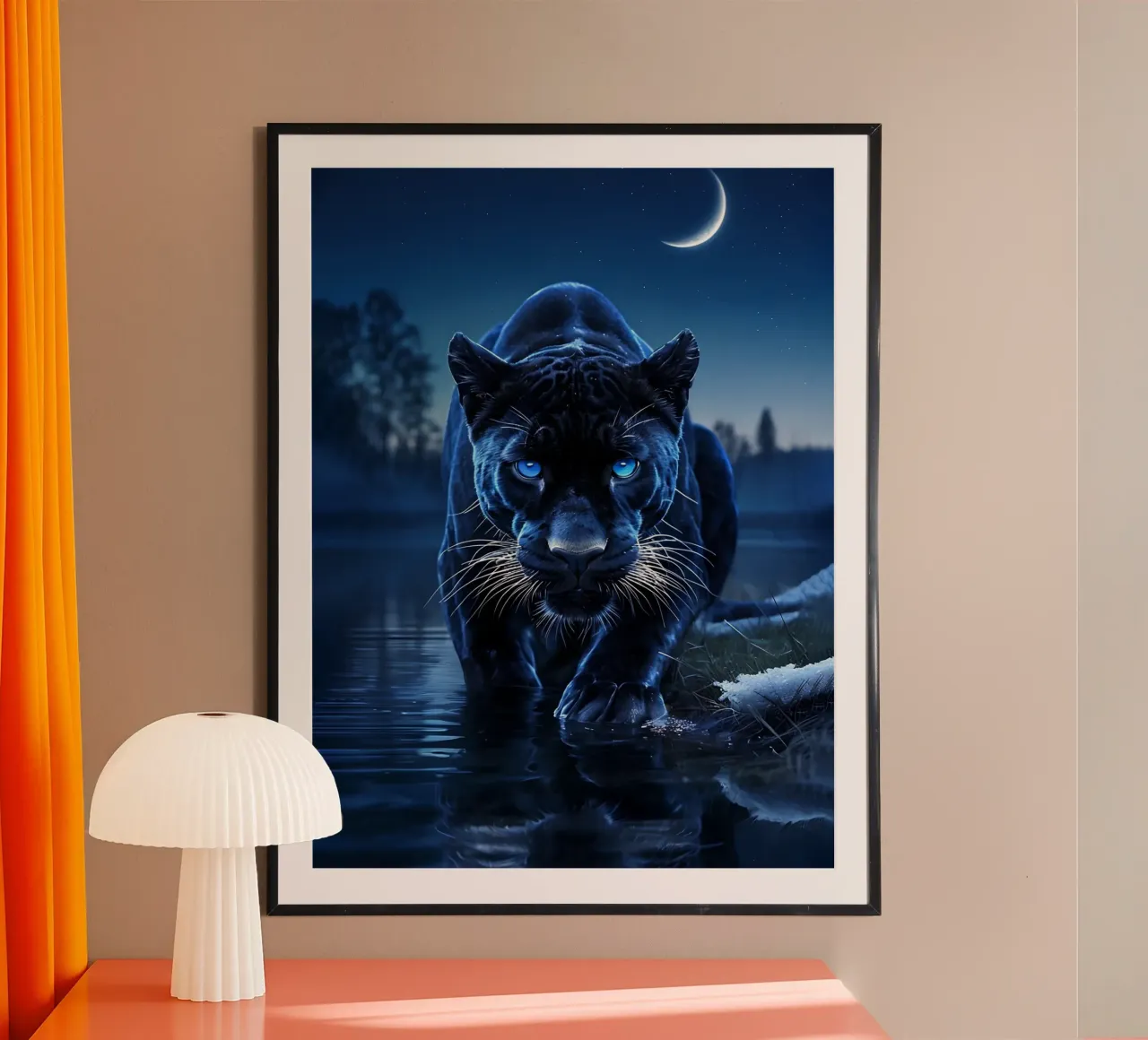 Pantera a caccia poster con telaio in alluminio da 🥝 KIWI STORE