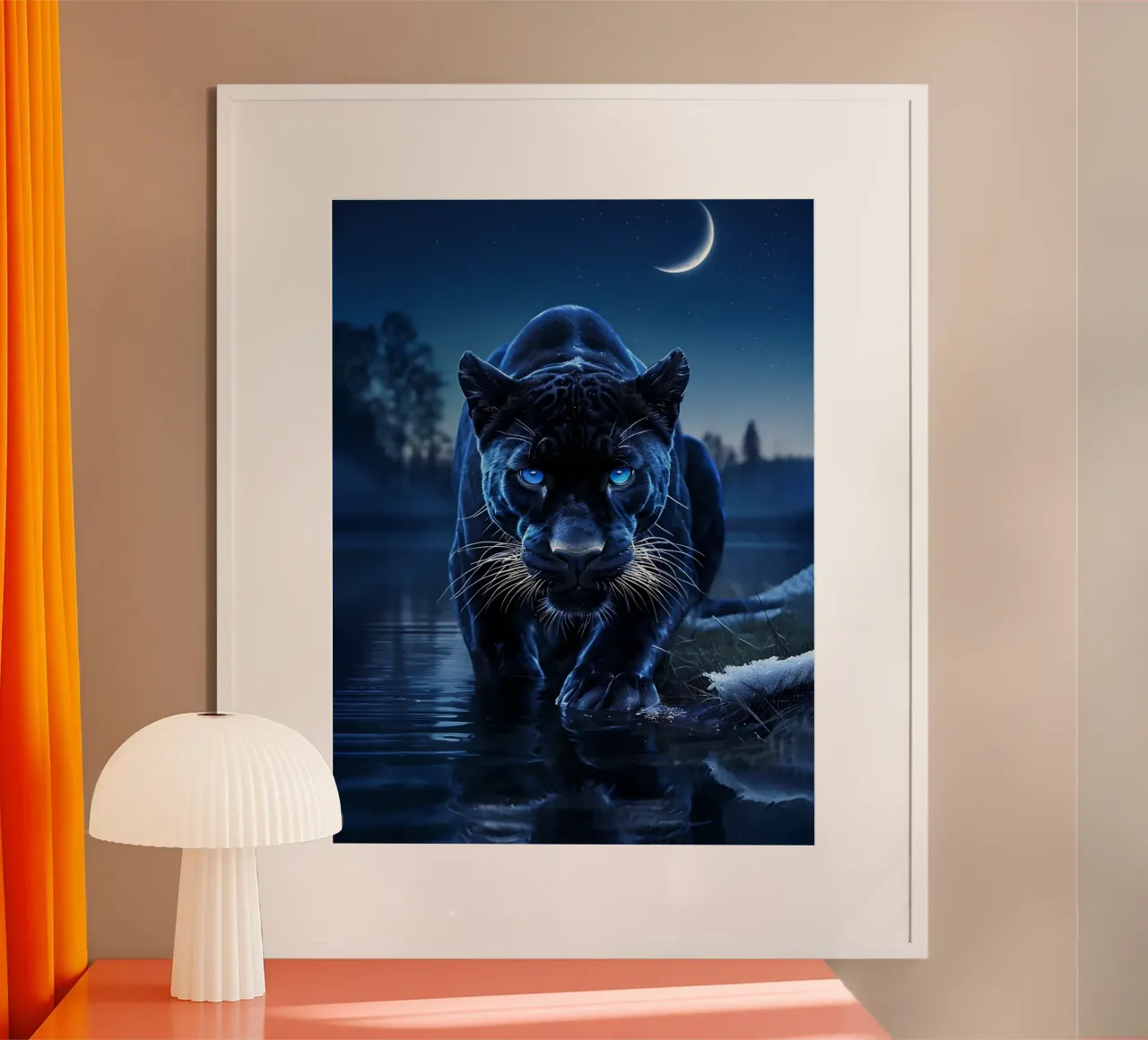 Pantera a caccia poster con telaio in alluminio da 🥝 KIWI STORE