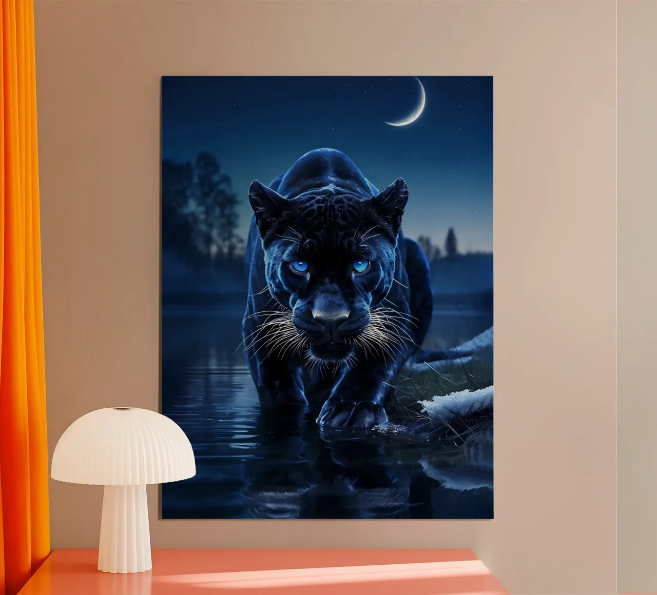 Pantera a caccia poster con telaio in alluminio da 🥝 KIWI STORE