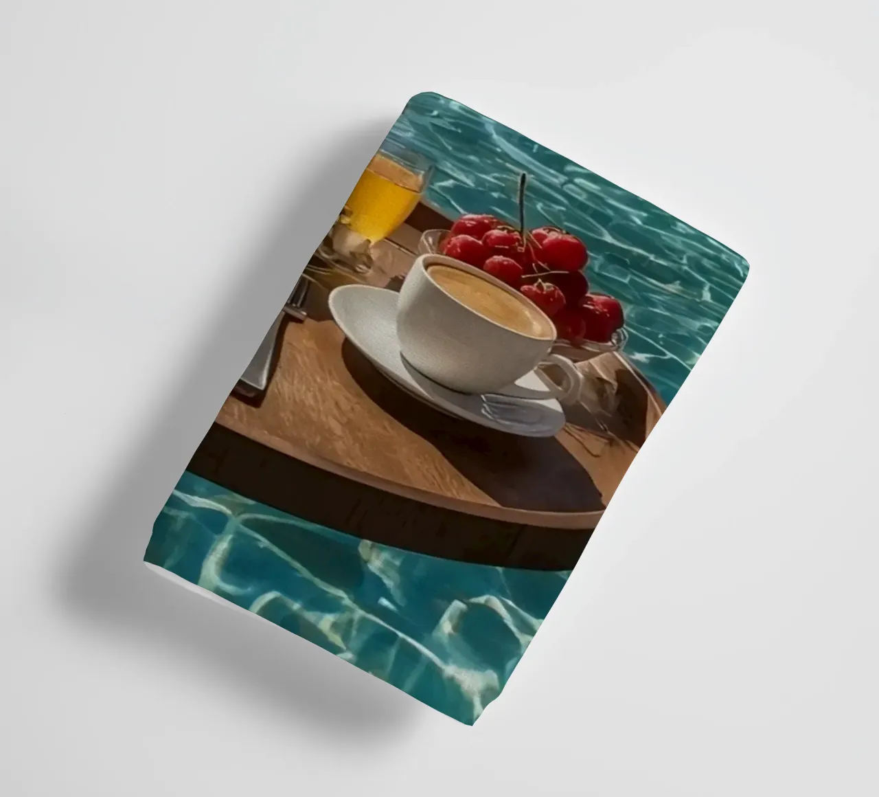 Breakfast Tray Floating in Infinity Pool with Palm Trees towel by DesignDoodle