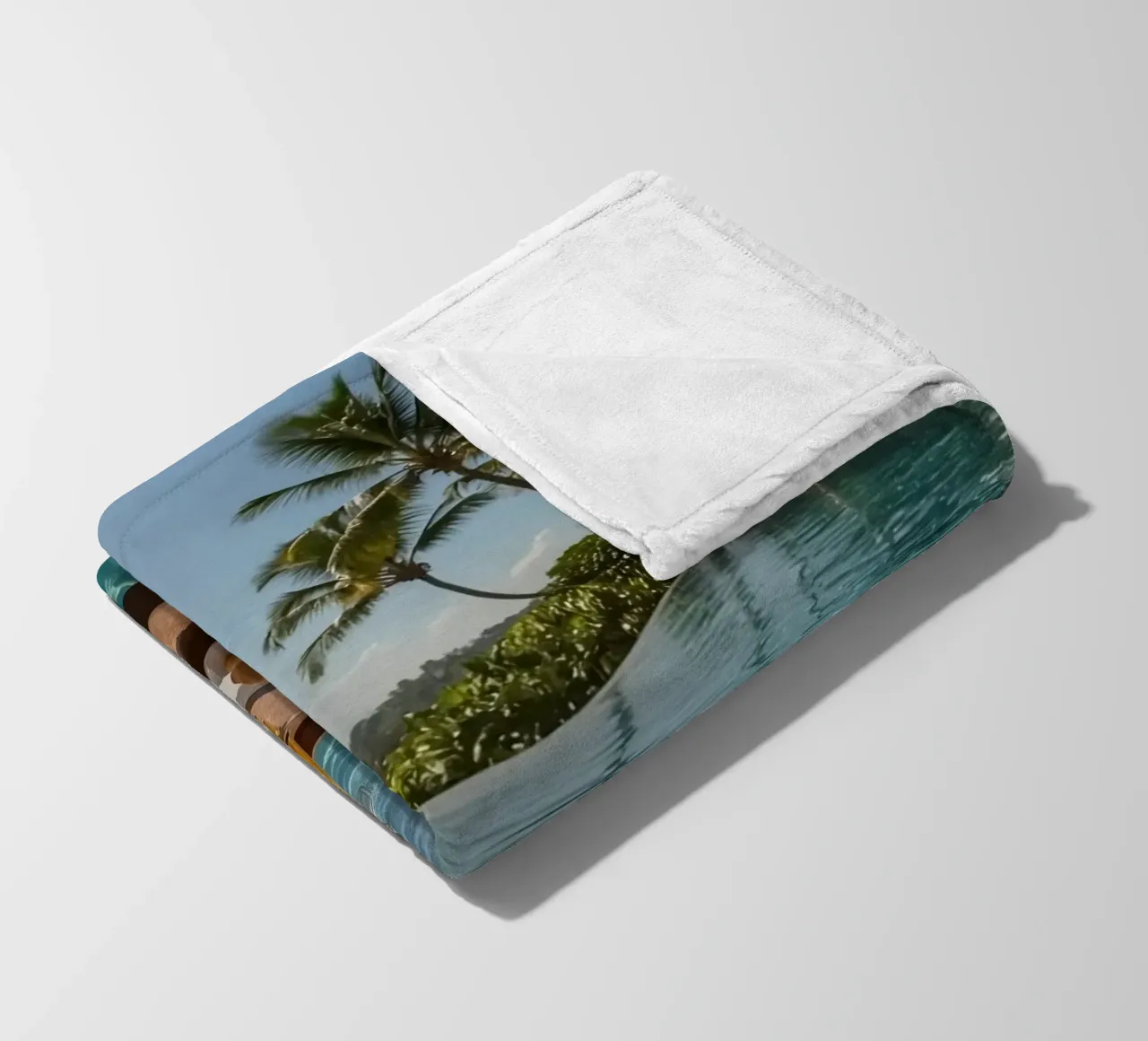 Breakfast Tray Floating in Infinity Pool with Palm Trees fleece blanket by DesignDoodle
