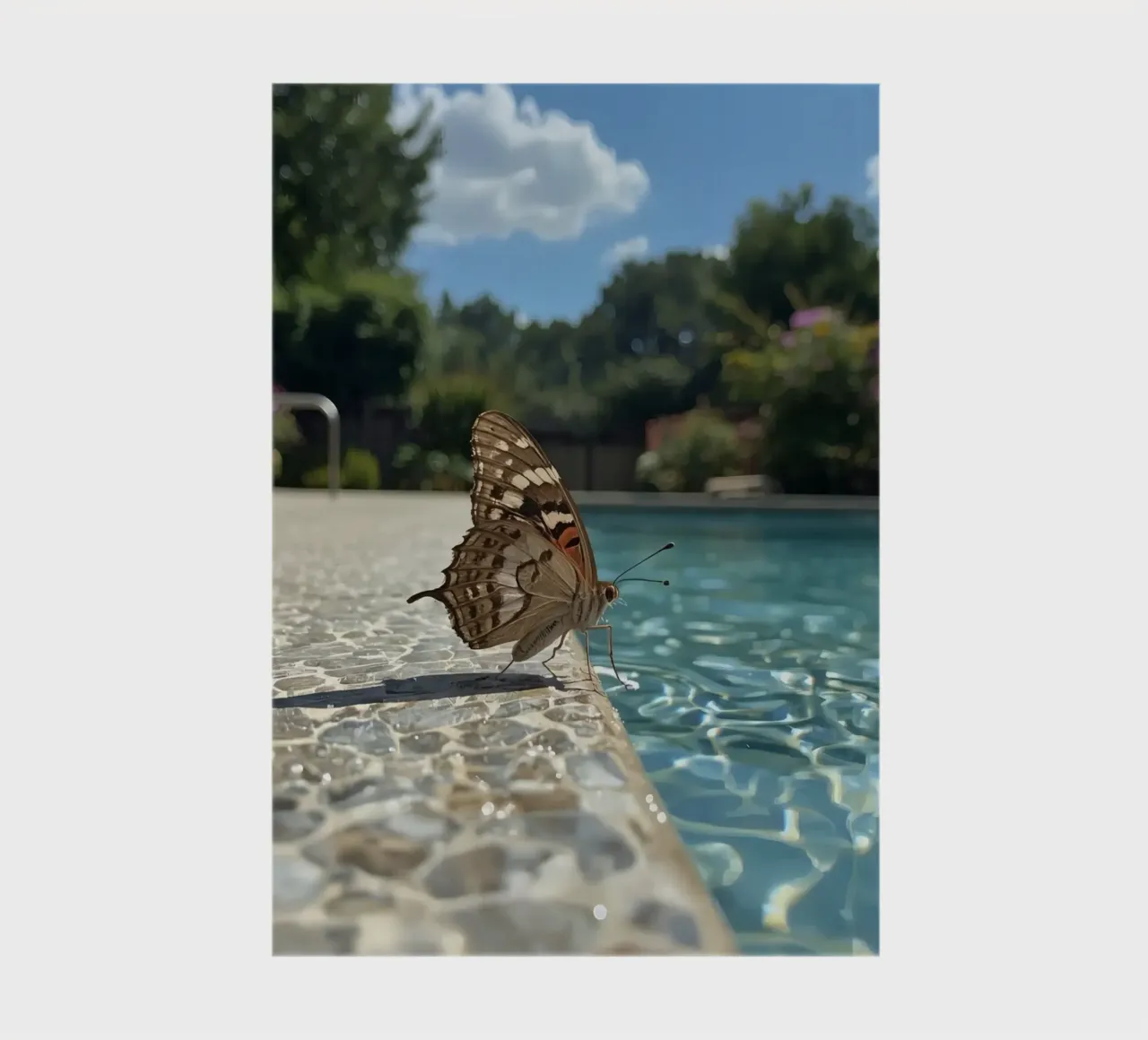 Butterfly on Tiled Pool Edge notebook by DesignDoodle