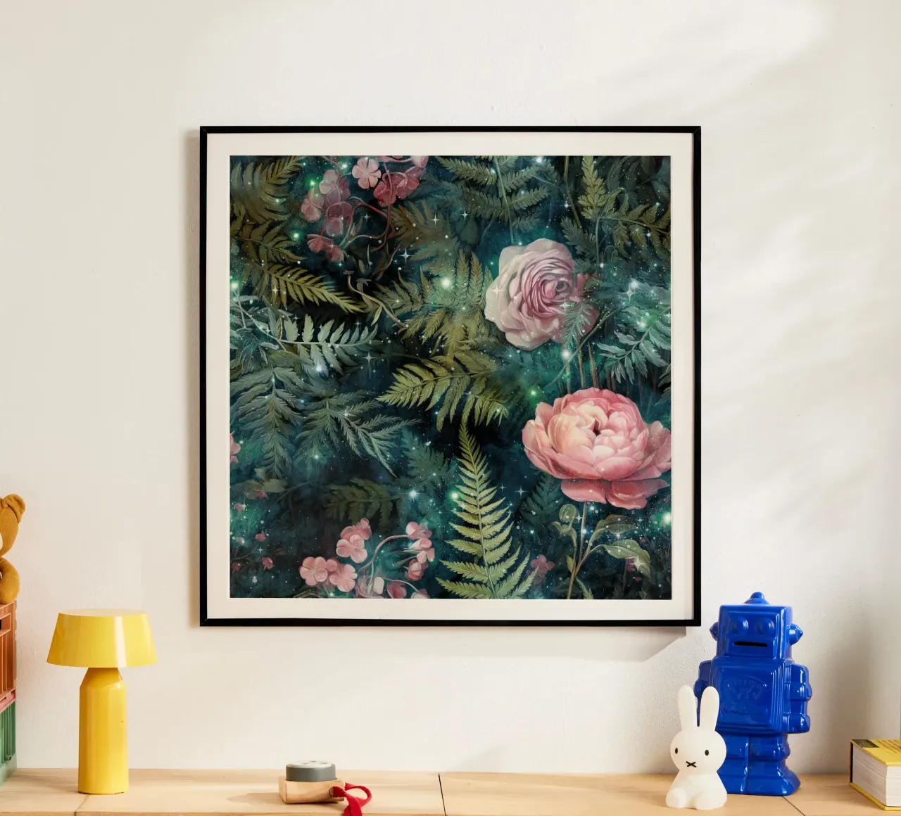 Immagine della foresta fantastica 3 poster con telaio in alluminio da Yaso Design Boho & Botanic