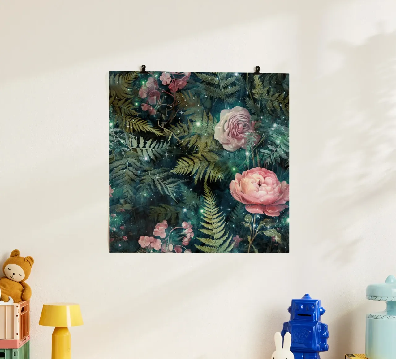 Immagine della foresta fantastica 3 poster con telaio in alluminio da Yaso Design Boho & Botanic