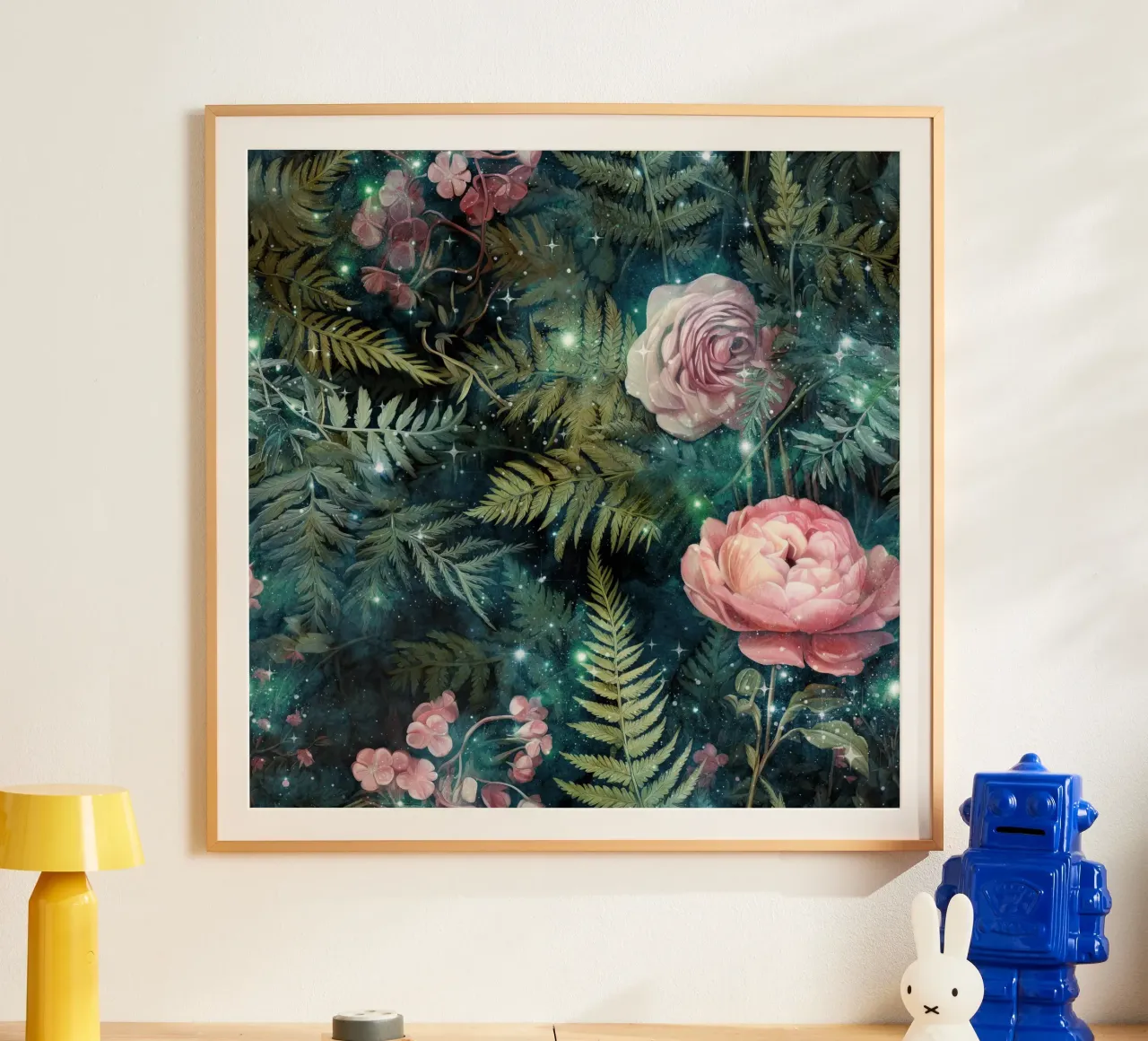 Immagine della foresta fantastica 3 poster con telaio in alluminio da Yaso Design Boho & Botanic