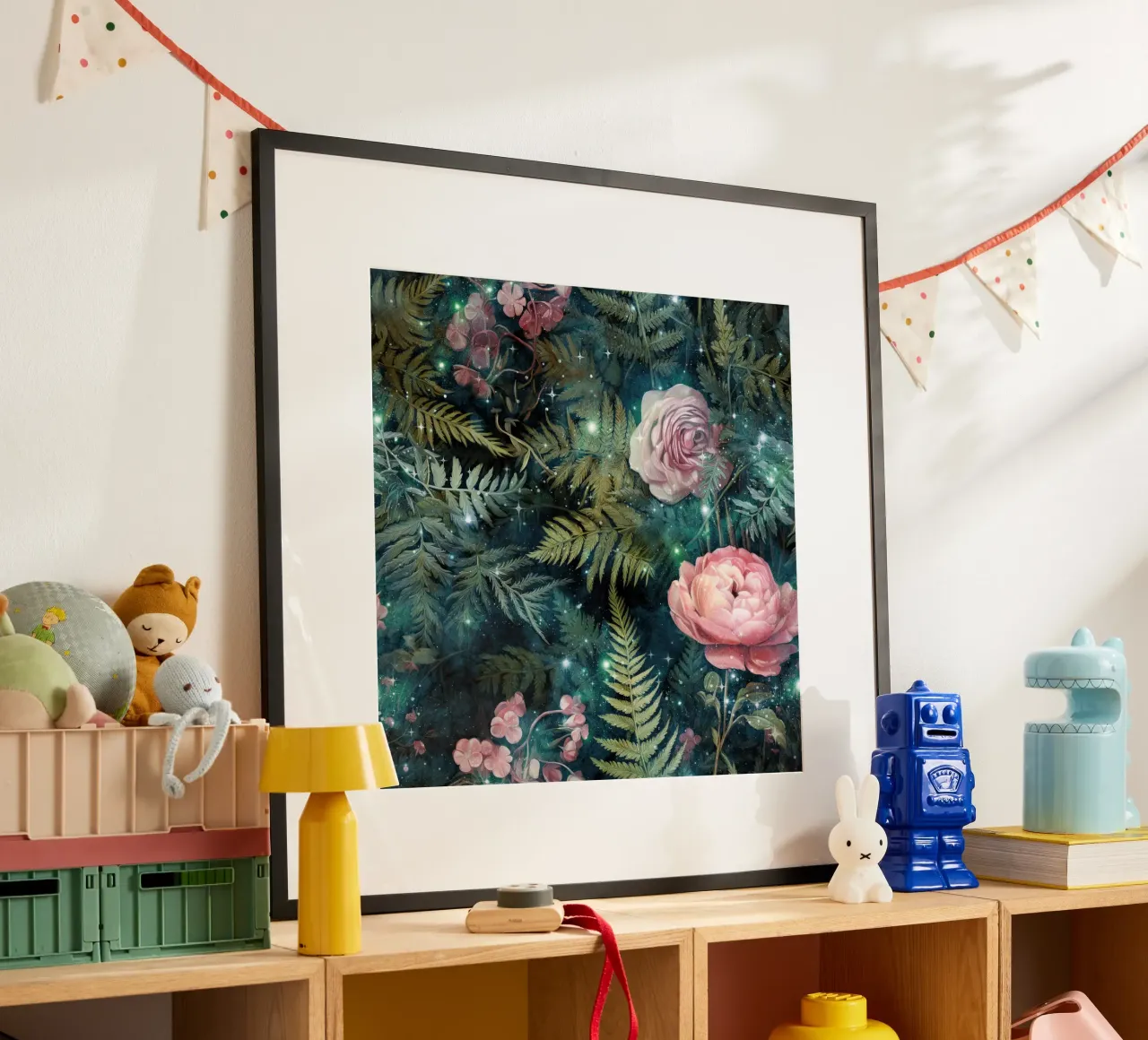 Immagine della foresta fantastica 3 poster con telaio in alluminio da Yaso Design Boho & Botanic