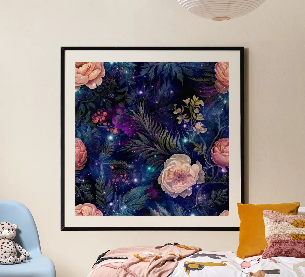 Immagine del bosco fantastico 4 poster con telaio in alluminio da Yaso Design Boho & Botanic