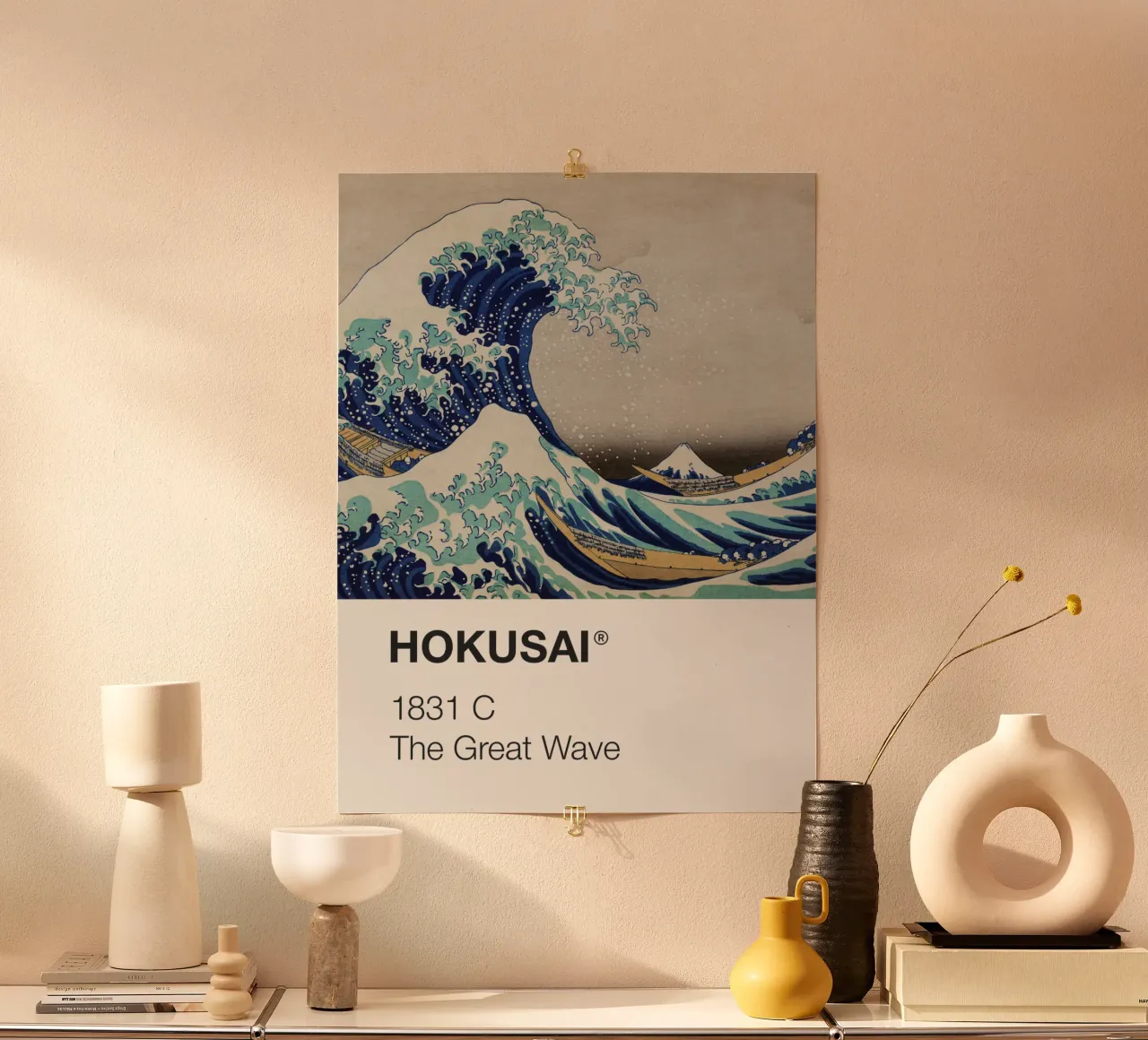 Hokusai Pantone poster van Vintagrafica