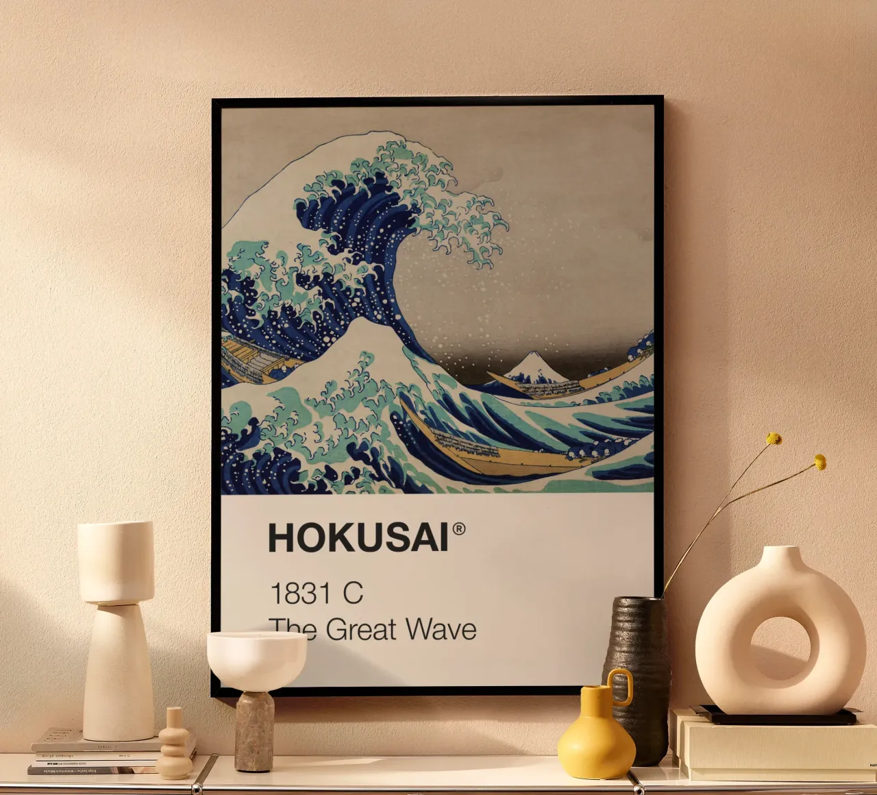 Hokusai Pantone poster van Vintagrafica