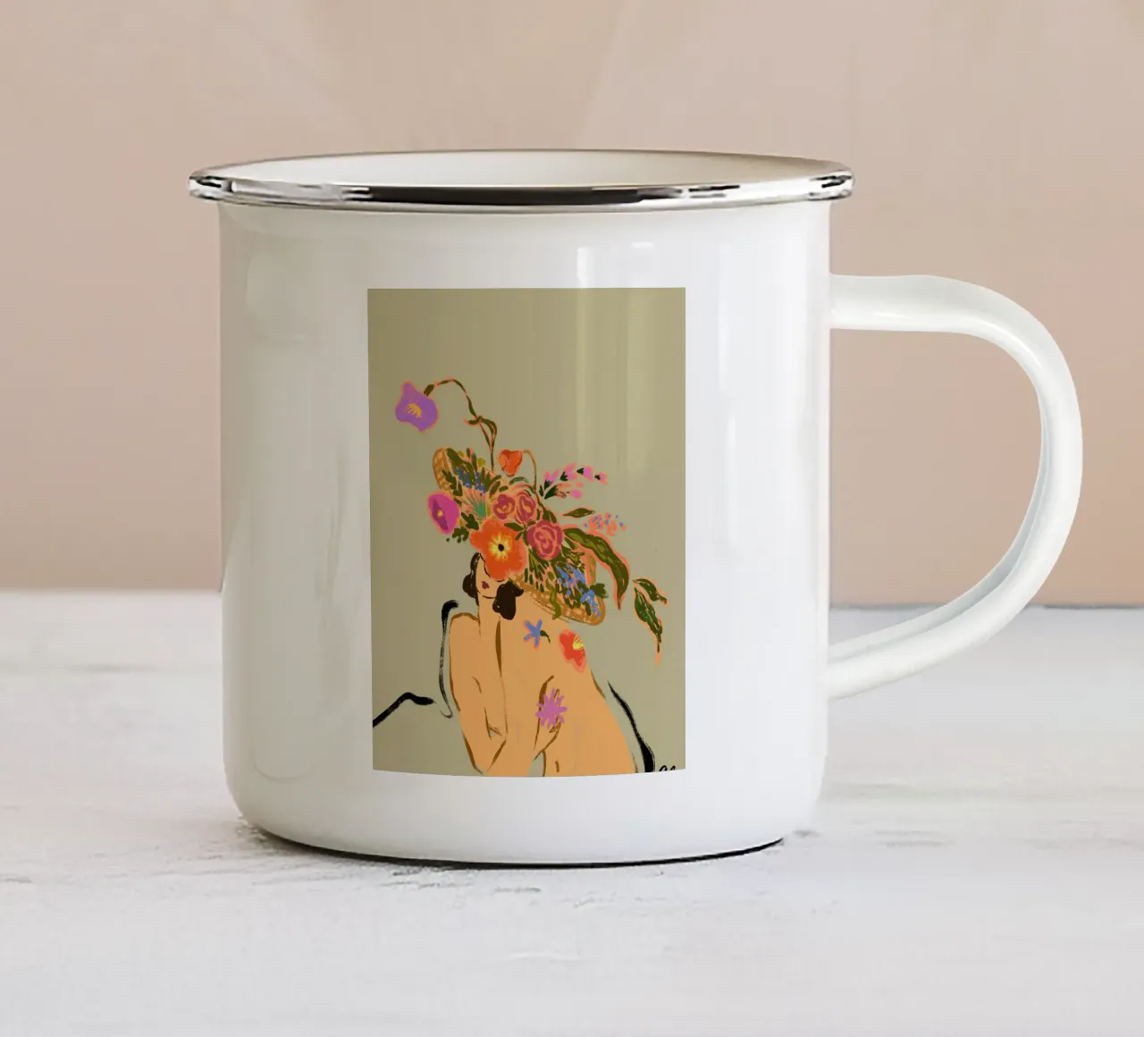 Bloooming Headpiece tazza in smalto da Arty Guava