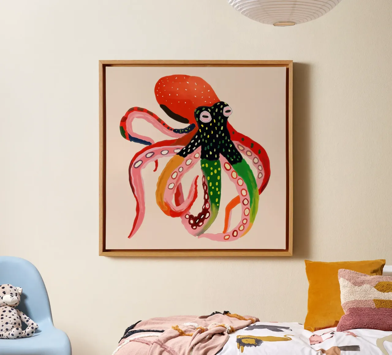 Colourful Octopus II canvas with Floater frame by ArtsySesta
