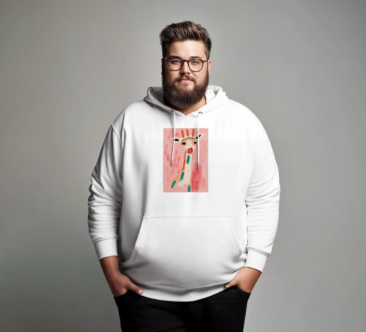 Giraffa in rosa felpa con cappuccio da KUNSTstück