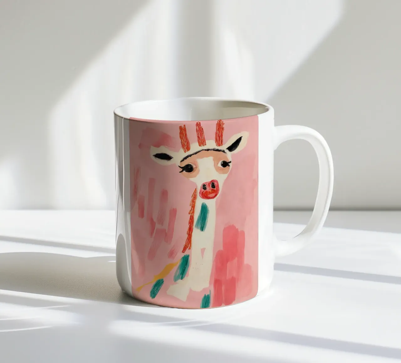 Giraffa in rosa tazza in ceramica da KUNSTstück