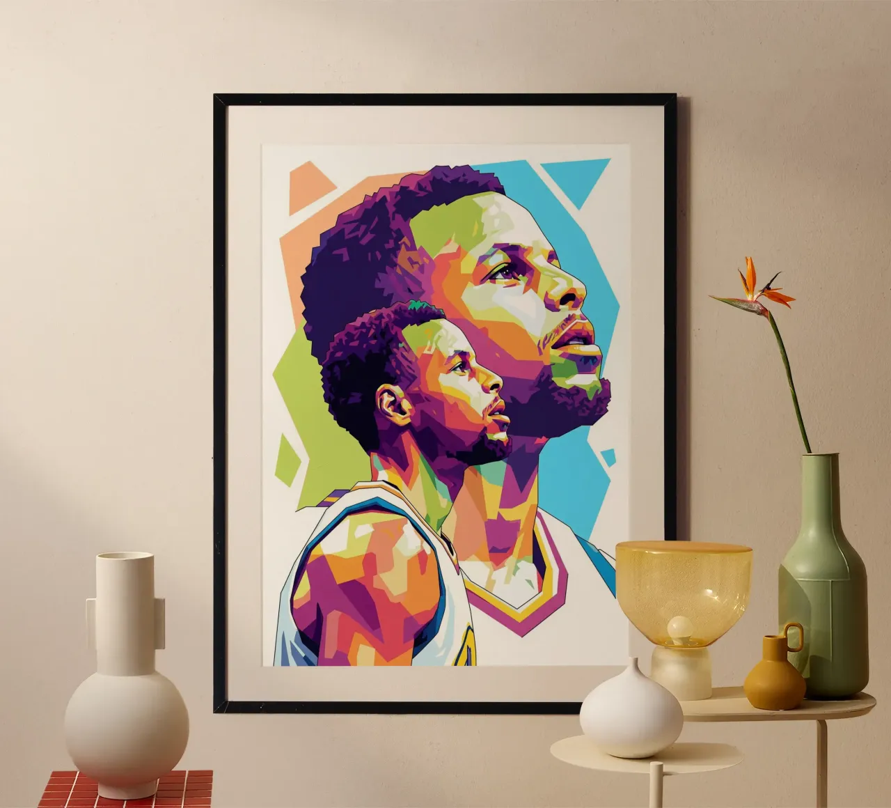 Stephen Curry basket poster con telaio in alluminio da Hantamrata