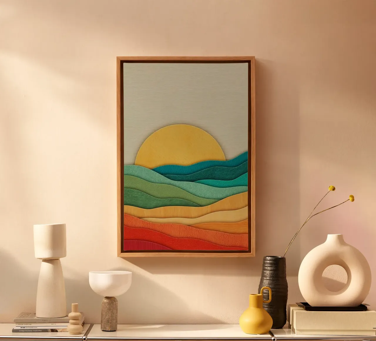 curves texture fabric canvas with Floater frame by Histrol