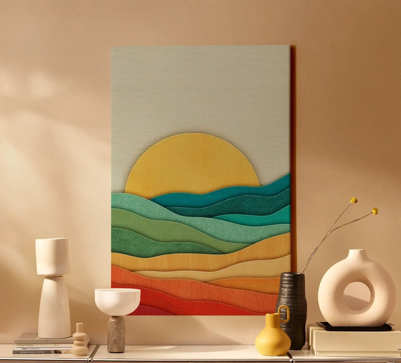 curves texture fabric canvas with Floater frame by Histrol