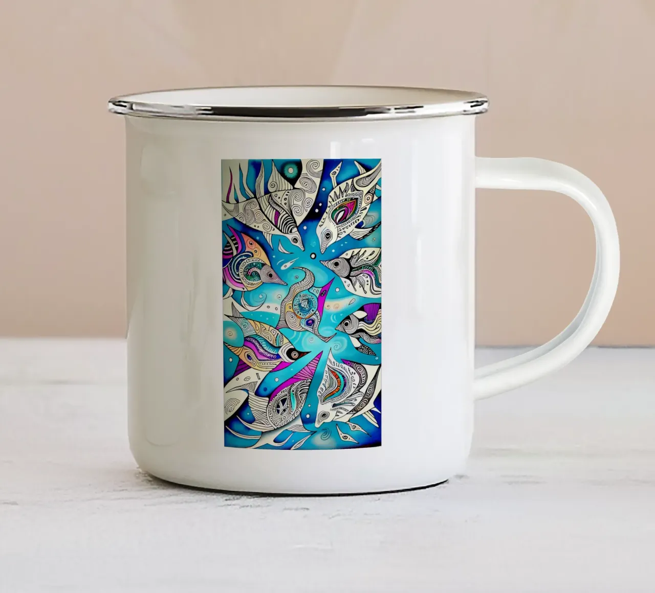 Fischschwarm Eis tazza in smalto da kosinsart.gallery