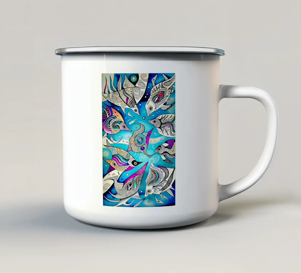 Fischschwarm Eis tazza in smalto da kosinsart.gallery
