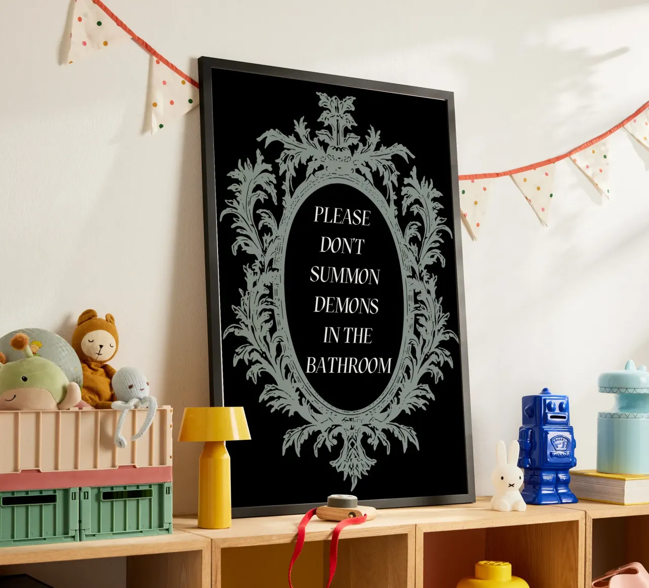 Don't Summon Demons Bathroom Sign poster da ramosashop