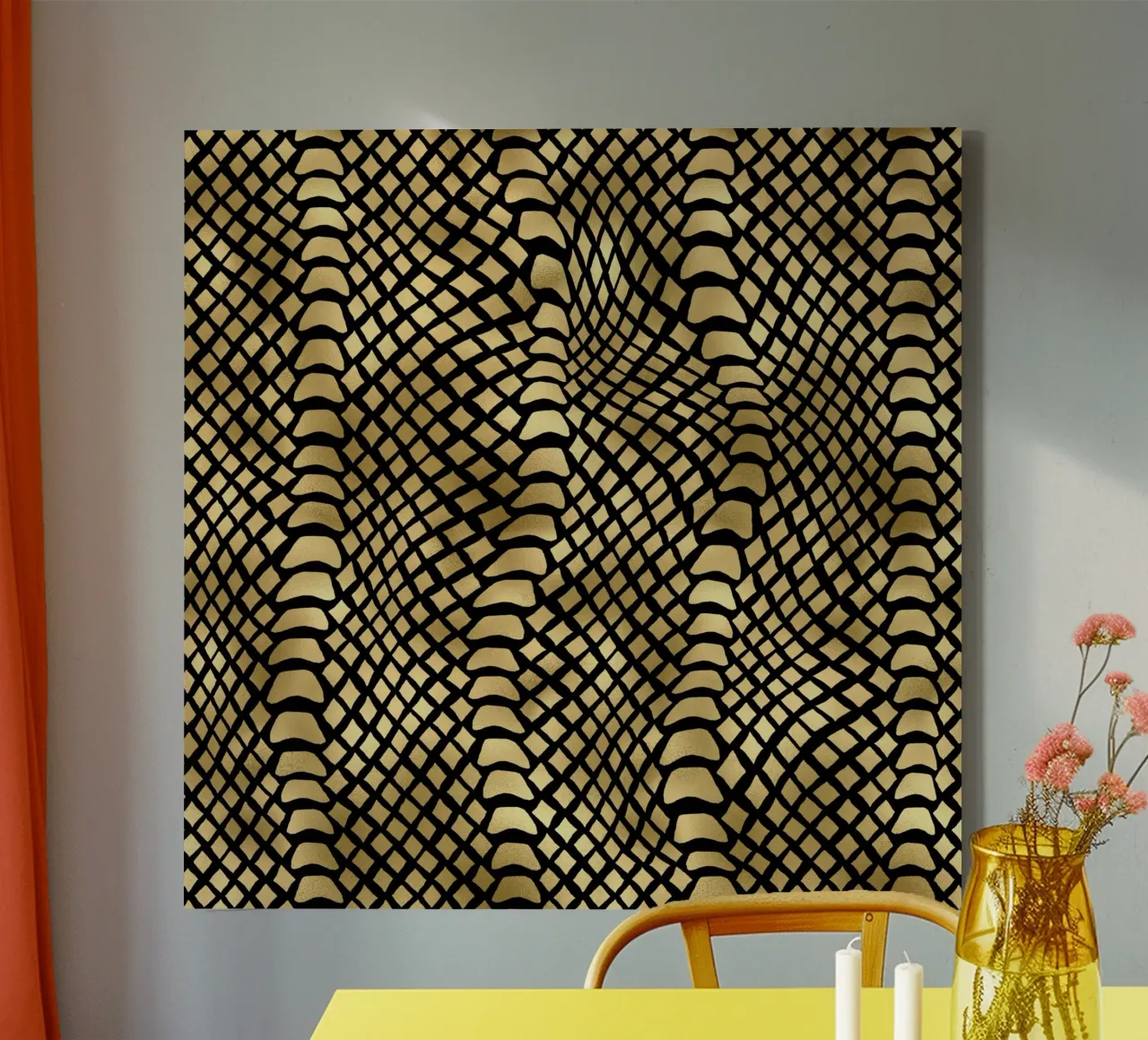 Animal Pattern Gold 2 canvas with Floater frame by Yaso Design Animal
