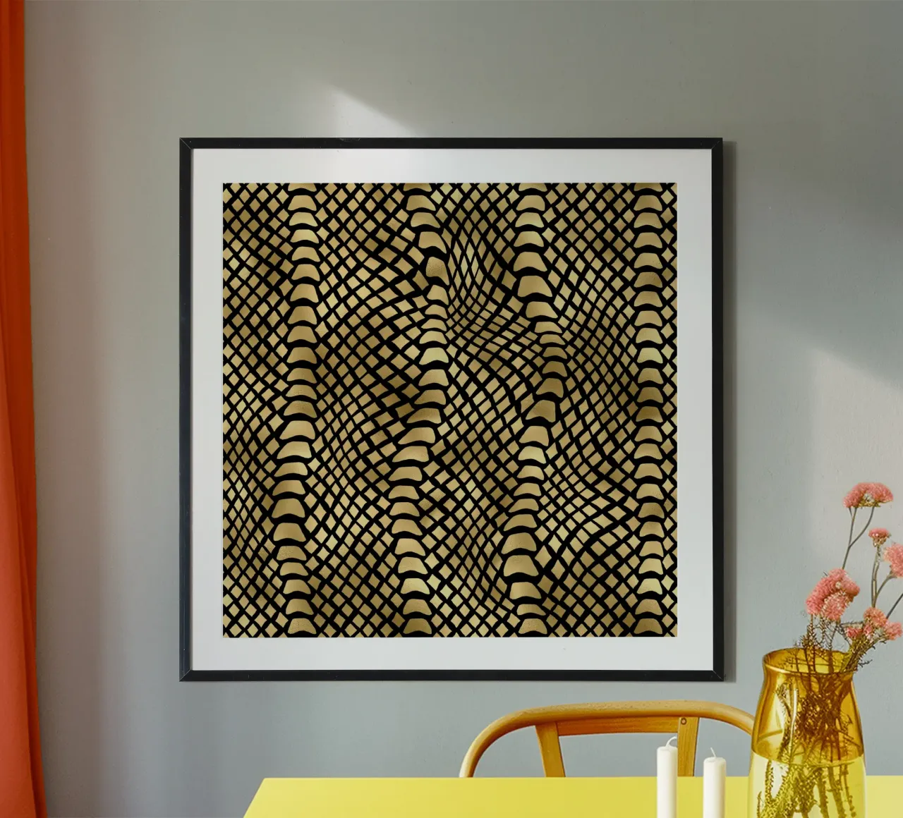 Animal Pattern Oro 2 poster con marco de aluminio de Yaso Design Animal